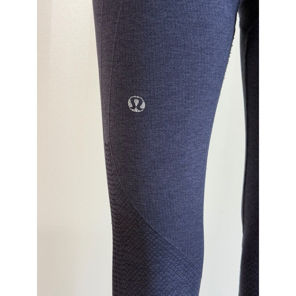 Lululemon In The Flow Crop II Leggings Heathered Navy Blue Ruched Capri Sz 2 - Picture 5 of 7